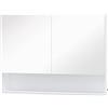 HOMCOM Specchio Bagno Contenitore con Luci a LED, Armadietto con Specchio a Muro, Ripiano Aperto e Ripiano Interno Regolabile, in Vetro e MDF, 80x15x60cm