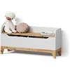 Livinity Cassapanca per giocattoli Mailo, Bianco/Artisan, 107.2 x 50 cm con sedile a panchina