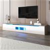 MURUL Mobile TV lucido con luce LED colore bianco lucido e legno