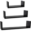 H HANSEL HOME Set di 3 Mensole da Muro per Decorativi, Mensole da Parete Fissaggio Invisibile Nero 42x10x10cm,32x10x8,5cm, 22x10x7,7cm