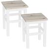 Metdrew Sgabello Cucina in Legno 32x32x45 cm - Sgabello Quadrato - Stile Rustico - Pino - Struttura Bianca - Seduta Rovere Artisan - Set 2 Pezzi