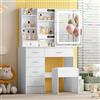 Saimeihome Toeletta Trucco con Specchio Scorrevole e Luci LED, 3 Colori di Luminosità Regolabile, Set Completo di Toeletta con Sgabello - 6 Cassetti e 6 Ripiani, Bianco 80x36x130cm