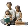 Nettoppo Famiglia di 3 Figurine Decorazione Scultura in Resina per Famiglia Statua di Genitori e Figlia Regali per la Decorazione