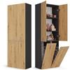 CDF Mobile da Bagno con Armadietti e Ante Antracite/Rovere Artisan Colonna Bagno Salvaspazio 2 Cesti per la Biancheria Mobile Alto a Colonna Cesto Portabiancheria Armadio Bagno 174 x 60 x 30