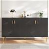 REXO Credenza (152 x 40 x 75 cm), armadietto a buffet, cabinet, sala da pranzo, soggiorno, armadi a fantasia, mobili da cucina, credenza con stabile, nero