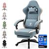 Dowinx - Sedia da gaming con imbottitura a molle insacchettate, in tessuto, con poggiapiedi, ergonomica, per PC, ufficio, capacità di carico: 150 kg, blu