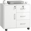 HOMCOM Schedario per Ufficio con 3 Cassetti e Armadietto con 3 Ripiani Regolabili, Cassettiera Portadocumenti in Truciolato, 60x40x56 cm, Bianco