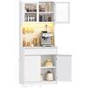 Hzuaneri 180 cm Credenza Cucina Alta, Mobile Cucina, con Piano di Lavoro e 4 Scomparti Portaoggetti, credenza soggiorno, 40 x 75 x 180 cm, Bianco