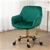 Fiximaster Sedia da ufficio in velluto con ruote, sedia da scrivania regolabile in altezza con gambe dorate, elegante sedia imbottita per ufficio, camera da letto, tavolo da toeletta, fino a 135 kg