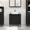 QZZCED Armadio per lavabo con anta in rovere nero, 60 x 35 x 60 cm, mobile da bagno in legno realizzato con design rettangolare compatto e spazioso, armadio resistente