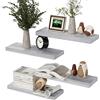 RICHER HOUSE Set di 4 mensole da parete in legno MDF, 40 cm, colore: grigio | Scaffale da parete per DVD, scaffale decorativo in legno per cucina, camera da letto, ufficio, soggiorno, bagno, moderno