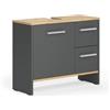 Vicco Mobile sottolavabo per bagno Karli, Antracite, 70.2 x 57 cm con 2 cassetti e 1 anta, adatto per il montaggio sotto lavabi standard
