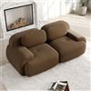 Bladez Moderno divano a coste Loveseat modulare a 2 posti, soggiorno con braccioli curvi, senza montaggio, fondo antiscivolo, imbottitura altamente elastica (marrone, 2 posti)