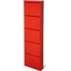 ZStyle Scarpiera Salvaspazio Stretta Slim in Acciaio con 5 Ante a Ribalta - Mobile Portascarpe Verticale per Ingresso, Camera, Corridoio, Garage, Hotel - Scarpiera con Antiribaltamento (Rosso)