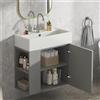 Lcoho Mobile da bagno con mobiletto per lavabo, 55 cm, mobiletto per lavabo sospeso, grigio chiaro