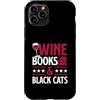 Adorable Void Aesthetic Black Cat Attitu Custodia per iPhone 11 Pro Libri di vino e gatti neri Lettura del libro che ama il vino rosso