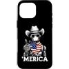 Merica USA Patriotic Cute Funny 4th of J Custodia per iPhone 16 Pro Max Robot Ingegnere Robotica AI Scienza Bandiera Americana Bandana