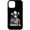 Merica USA Patriotic Cute Funny 4th of J Custodia per iPhone 12 mini Robot Ingegnere Robotica AI Scienza Bandiera Americana Bandana