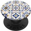 Mediterranean Tile Pattern Aesthetic Vintage Blu Giallo Piastrelle Mediterraneo Mosaico Pattern PopSockets PopGrip Adesivo