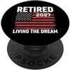 Patriotic Retirement Humor Co Bandiera americana vivente del sogno in pensione 2027 PopSockets PopGrip Adesivo