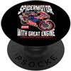 SPIDER MOTOR CLOTHING Divertente ragno per moto da corsa anni '80 e '70 PopSockets PopGrip Adesivo