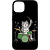Drumming Cat Playing Drums Gifts Men Wom Custodia per iPhone 13 Gatto che suona la batteria batterista batterista Amante della musica Bacchette per batteria