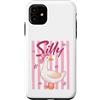 Whimsical Goose Designs Custodia per iPhone 11 Fiocco Rosa Oca Silly Strisce Verdi Capriccioso