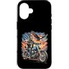 Lincoln Motorcycle Patriotic Merch Store Custodia per iPhone 16 Abraham Abe Lincoln Motorcycle USA Flag Biker 4 luglio