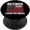 Patriotic Retirement Humor Co Bandiera americana vivente del sogno in pensione 2028 PopSockets PopGrip Adesivo