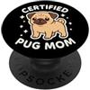 Funny Kawaii Animal Pet Theme (Pug Mom) Carino artistico a tema cane Certified Pug Mom PopSockets PopGrip Adesivo