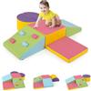 COSTWAY Set di 6 Blocchi di Schiuma per Arrampicata per Bambini, Blocchi in Schiuma per Arrampicarsi e Strisciare, Costruzione Mattoncini Morbidi per Bambini 12+ Mesi (Colorato)
