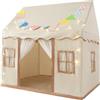 Cuisaincraty Tenda da gioco, 120 x 100 x 130 cm, colore kaki con tappeto ghirlanda LED 3 m, capanna Pop-up asilo pieghevole per ragazza ragazzo 1-6 anni, tenda interna esterna zanzariera regalo