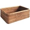 Joygoodta Cesti portaoggetti in rattan, cestino per il pane in vimini, vassoio da portata rettangolare, cesto per frutta multifunzionale per cucina, bagno (marrone)