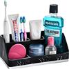 VITVITI Portaspazzolino per bagni, organizer da bagno per piano di lavoro/lavello, 5 scomparti per spazzolino da dente/dentifricio, accessori da bagno effetto marmo, resina nera..
