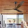 OUENGK Ventilatore da soffitto in legno da 52 pollici senza luci con telecomando, ventilatore da soffitto per esterni, ventilatore da soffitto a 3 lame a 6 velocità DC