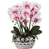 Oairse Fiori Artificiali Fiori Artificiali Orchidea in Vaso, Phalaenopsis Artificiale fiore di orchidea finta per l'arredamento dell'hotel dell'ufficio domestico,arredamento del bagno, Rosa,44cm