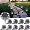 LOTMOS Faretti Solari a Led da Esterno, 10 Pezzi Luci Solari da Giardino Sepolta IP68 Impermeabile, 8 LED Lampade Solare da Terra Decorazione per Prato Vialetto Cortile Paesaggio, Bianco Freddo