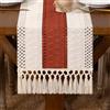 DeZerlor Runner da tavola in macramè bohémien, color terracotta, con nappe, 91 cm, in cotone e lino, color avorio e ruggine, centrotavola per tavolo da pranzo, comò, casa, tavolo da tè