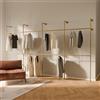 pamo Barra Appendiabiti da Parete in stile industriale - 392x222x32 cm - guardaroba aperto o porta abiti oro con tubi d'acqua per casa e per camera da letto