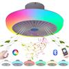 VOMI Lampadario Ventilatore da Soffitto con Luce e Telecomando Cambia Colore Silenzioso Timer Bambini Camera Plafonniera LED Ventilatore Soffitto con Lampada Illuminazione RGB Dimmerabile Musica Bluetooth