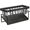 Rieoany Nero Organizer Lavello Cucina, Acciaio Al Carbonio Porta Spugne Lavello Cucina, Portaspugne Per Lavello Con Vassoio E Portasciugamani Rimovibile, Adatto Per Riporre Spugne, Spazzole E Stracci (nero)