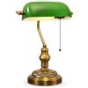 LANMOU Lampada da Banchiere Verde, Lampada da Tavolo Studio Ufficio Scrivania Retrò Lampada da Comodino Tradizionale in Metallo in Ottone Lucido, con Interruttore, Paralume in Vetro Verde, Attacco E27