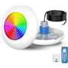 OSREE Luci Piscina LED con Filettatura 1 1/2, 15W Lampade Piscina RGB Multicolore con Telecomando, 600lm, Ø190mm, 12V AC IP68 Riempito di Resina Faro per Bocchetta Piscinas Interrate e Cemento