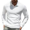 CoXuantion Polo da Uomo a Manica Lunga Casual Golf T-Shirt Slim Fit Sportiva Poloshirt con Bottoni Classico Tennis Polo Top Lavoro Camicia M,Bianco