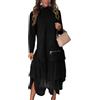Generic Abito Casual da Donna in Maglia Tinta Unita con giunture, Abito in Maglia, Moda Autunnale e Invernale Abiti Casual Tinta Unita (Black,M)