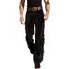 Generisch Cowboy Pantaloni da uomo Western Hippie con nappe, stile retrò, con frange, in pelle scamosciata, per il tempo libero, con frange, a vita alta, in pelle scamosciata, elasticizzata, per equitazione