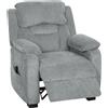 HOMCOM Poltrona Reclinabile 150° con Poggiapiedi, Telecomando e Tasca Laterale, imbottita e Velluto Effetto , 86x90x103 cm, Grigio | Aosom Italy