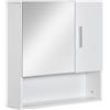 Armadietto Specchiera Pensile Da Bagno In Legno Con Mensole Regolabili, Mobile Bagno A 2 Ante E Ripiano Aperto, 54x15.2x55.3cm, Bianco