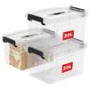 Cetomo 20L*3 Scatole di Stoccaggio in Plastica, Scatole Portaoggetti con Coperchio, Organizzatore con Manico, Contenitori per Casa e Ufficio, Impilabile, Resistente, Trasparente, 20L - Confezione da 3