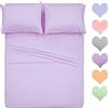 Best Season Set di lenzuola in cotone a 400 fili, colore lavanda, 4 pezzi, 100% cotone con fiocco lungo, set di lenzuola in morbido cotone con tasca profonda fino a 40,6 cm